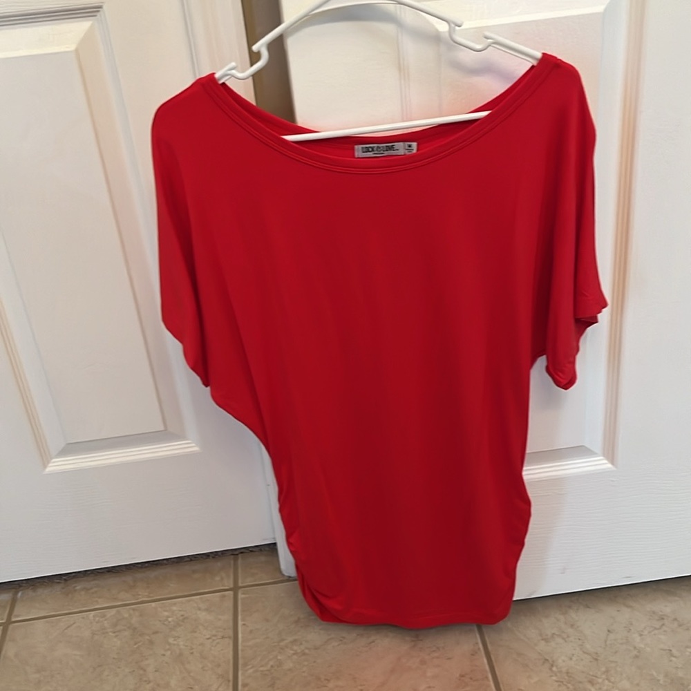 Women’s Knit Short Sleeve Top - Red - Size M